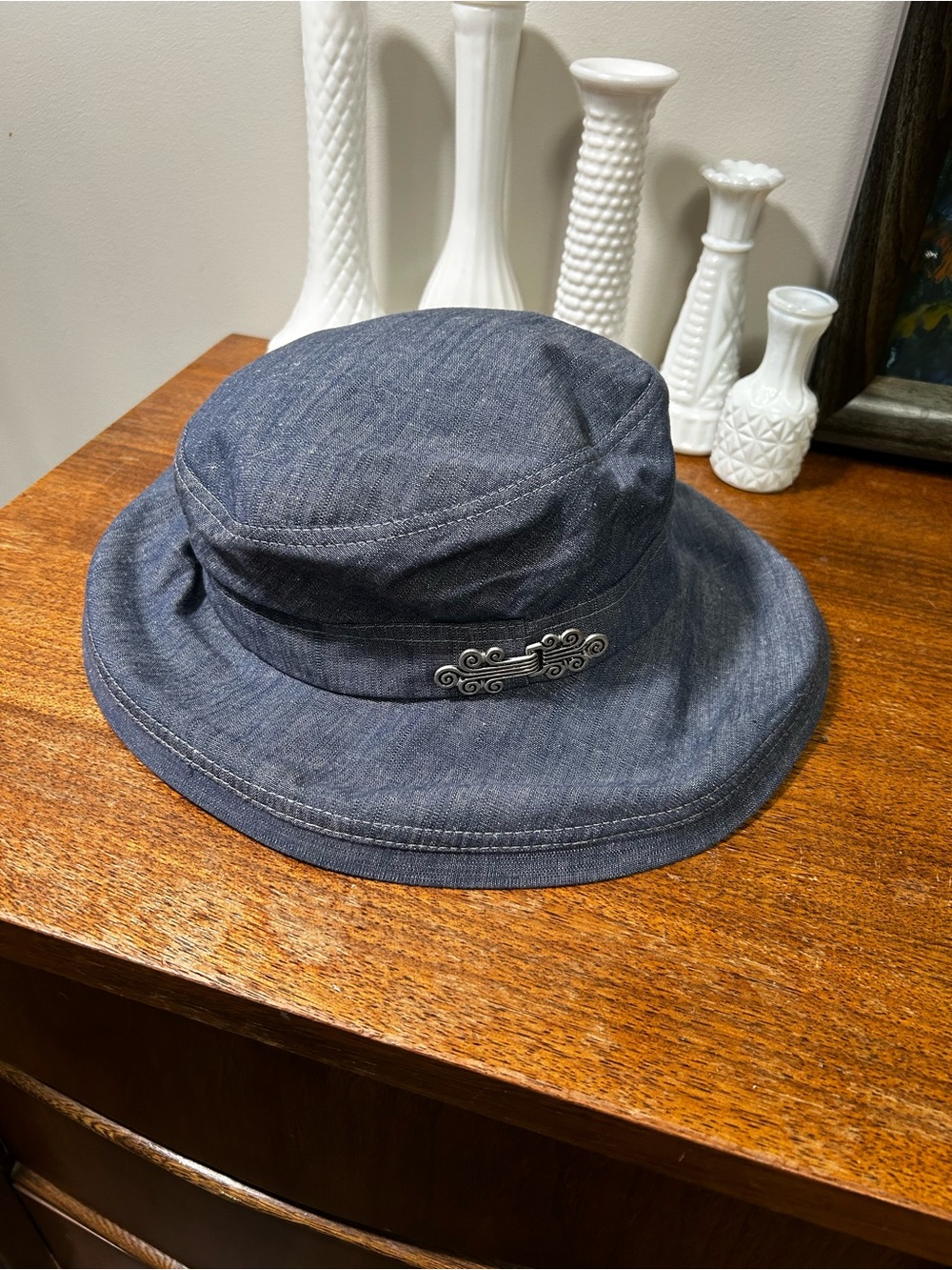 Lillie & Cohoe "Felice" Chambray/Denim Artisanal Sun Hat – Size 2 (M/L)